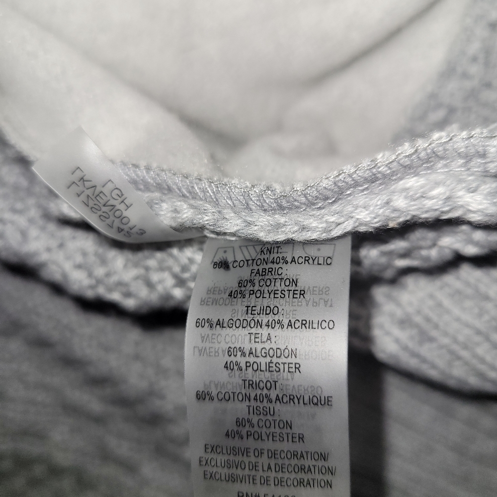 NWT Karl Lagerfeld Gray Hooded Sweater Jacket with Patches Size M - Picture 9 of 10